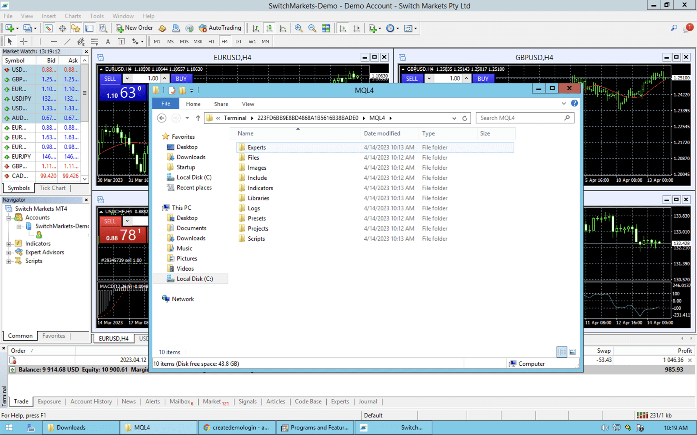 Now go into the folder “Experts’, and copy the .ex4 file into the Experts folder: step 5